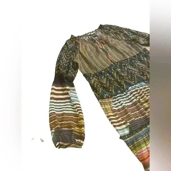 Desigual Lena Tiered Dress Womens Size 44 US Large Multicolor Lined Sheer Ruffle - Picture 7 of 11